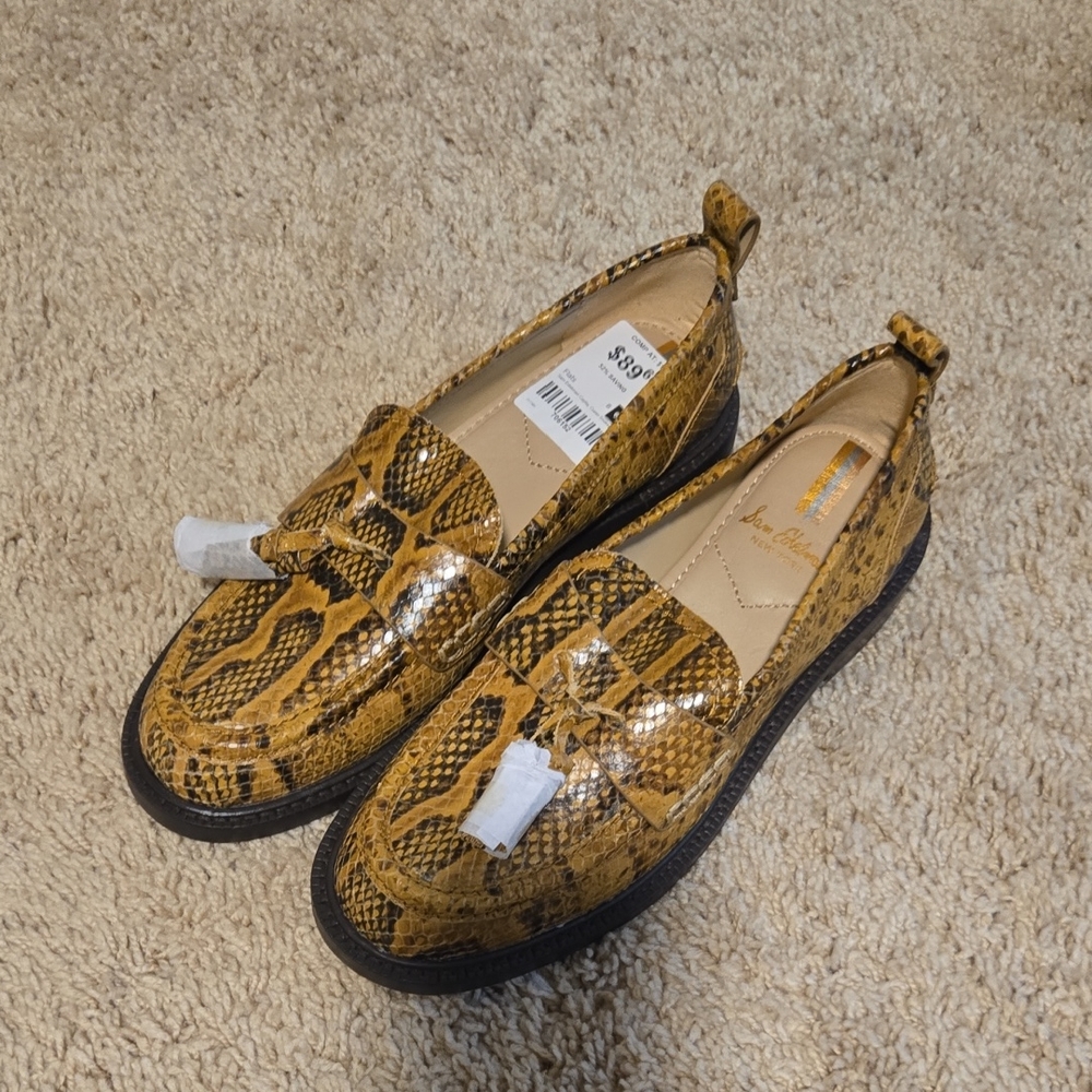 Sam‎ Edleman Leather Snakeskin Printed Loafers